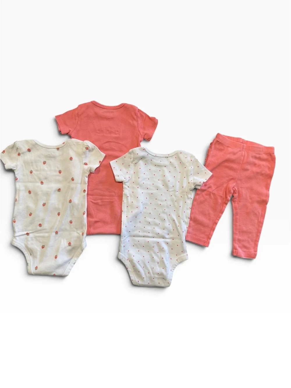 Carter's Just One You Baby Girl 4-Piece Outfit Set 9M - Coral and White Polka
